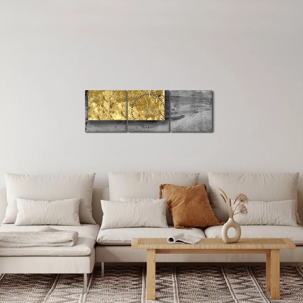 Kép - Arany négyzetek N⁰2 (órával) (90x30 cm)