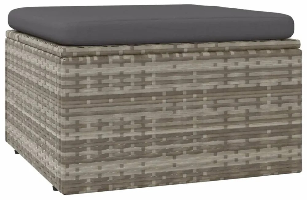 szürke polyrattan kerti lábtartó párnával 55 x 55 x 30 cm