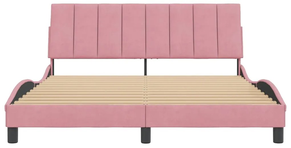 rózsaszín bársony ágykeret matrac nélkül Hanko 160 x 200 cm