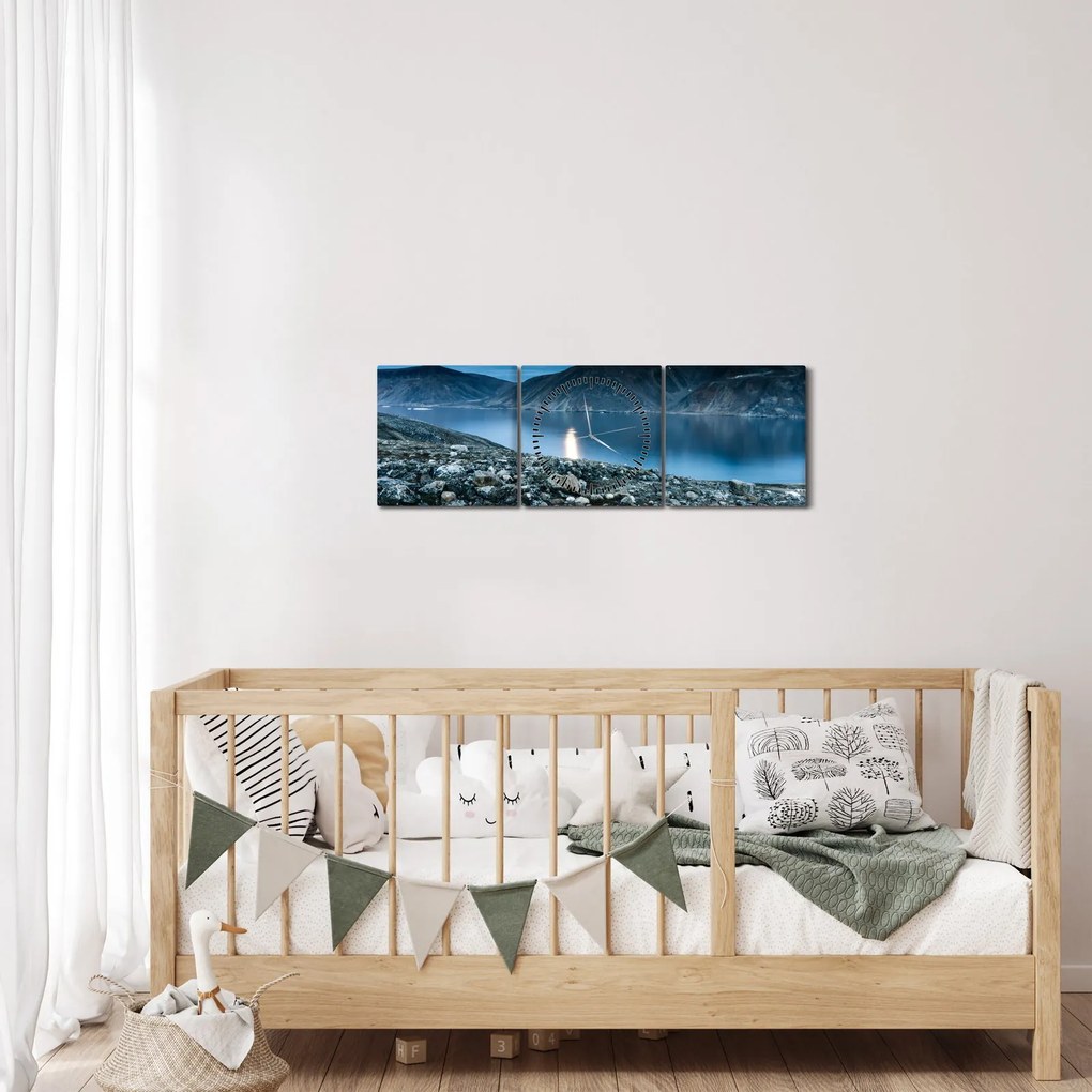 Egy éjszakai táj képe, Izland (órával) (90x30 cm)