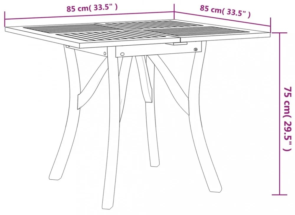 tömör akácfa kerti asztal 85 x 85 x 75 cm
