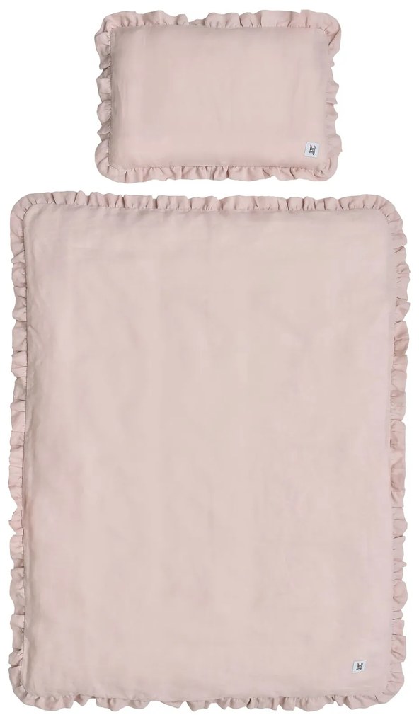 Len ágyneműhuzat babaágyhoz DUSTY PINK, méret M