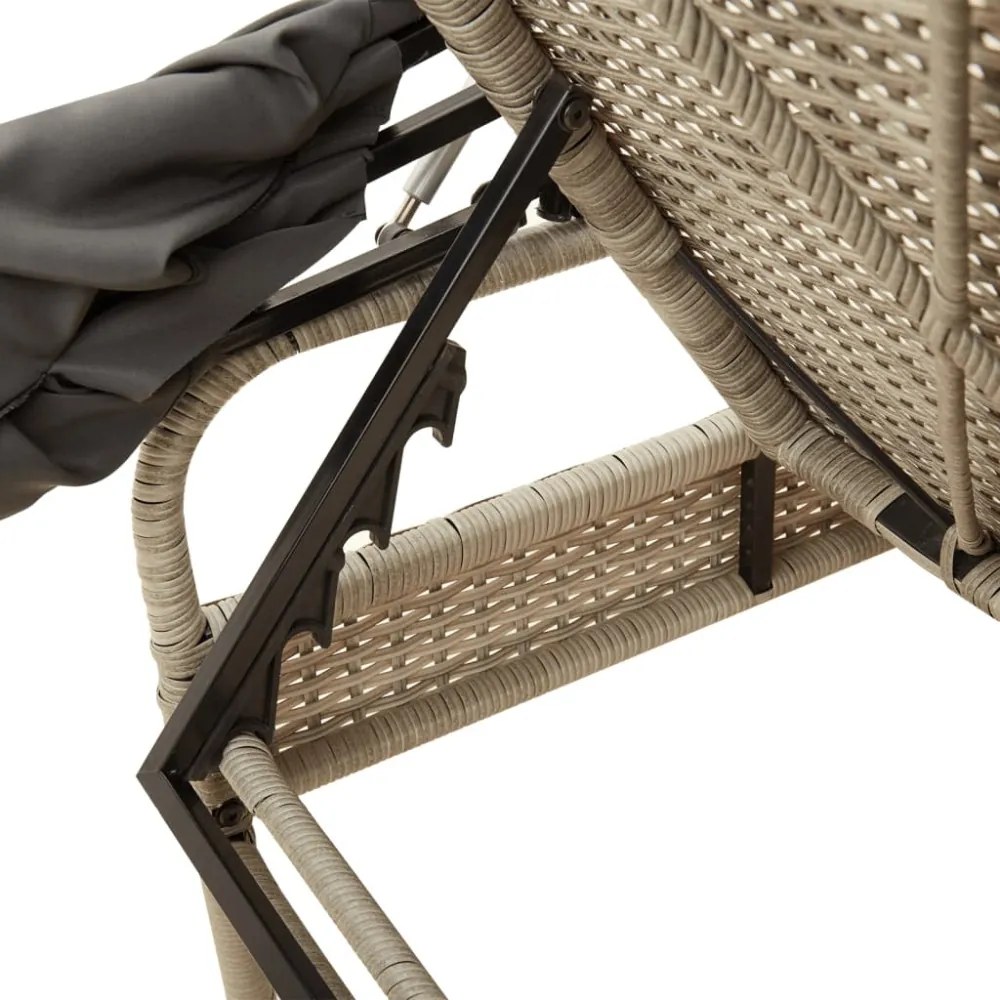 világosszürke polyrattan napozóágy tetővel