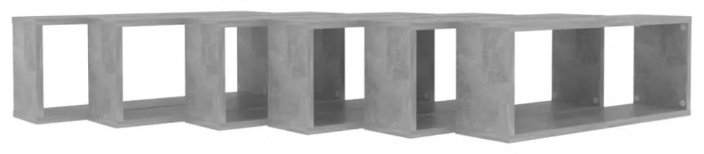 6 db betonszürke szerelt fa négyszögű fali polc 60 x 15 x 23 cm