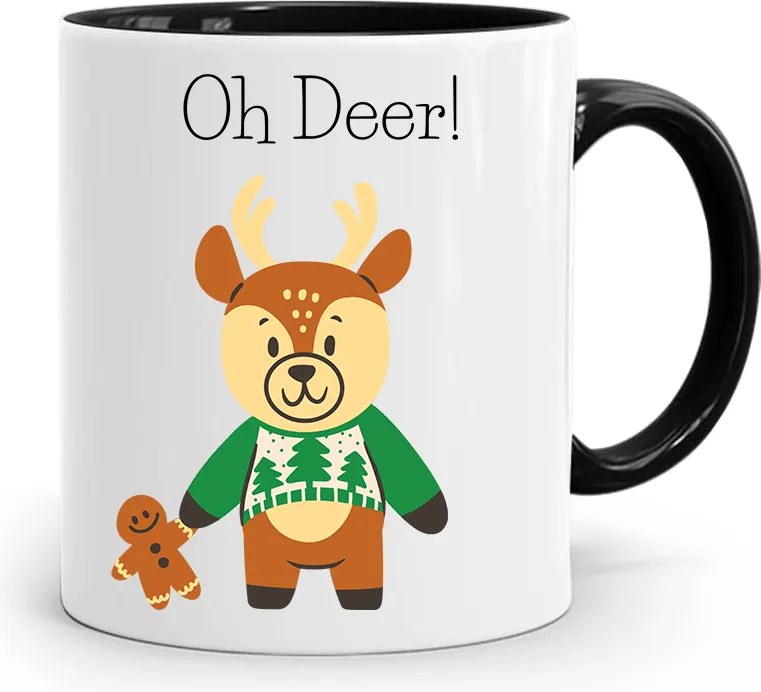 Fekete Karácsonyi Bögre Mikulásra, fényképes nyomtatással