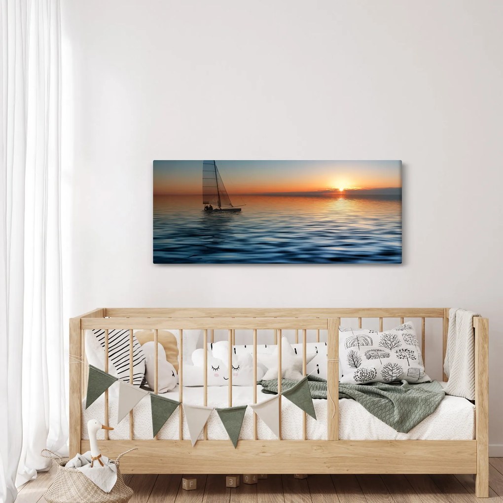 Kép - Vitorlás hajók a tengeren (120x50 cm)