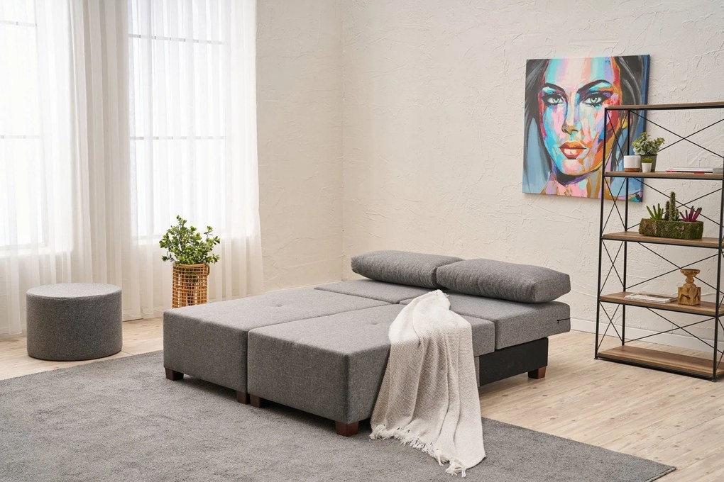 3 személyes kanapéágy Perenna Linen - Szürke