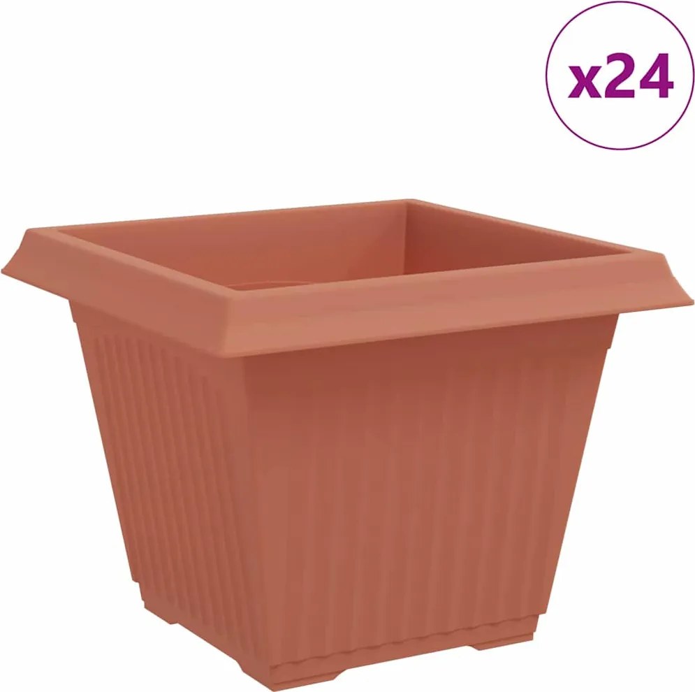 vidaXL Négyzet Virágcserép 24 pcs Tégla Vörös 43 x 43 x 33,5 cm