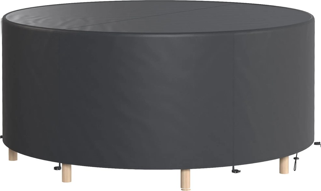 Outsunny kerek teraszbútor-huzat – 420D vízálló Oxford, UV30+ védelem, kerek asztalokhoz és egymásra rakható székekhez Ø214×70 cm, fekete | Aosom