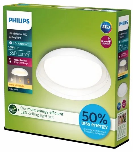 Philips FLETA LED 10W 230V 2700K fehér dimmelhető mennyezeti lámpa