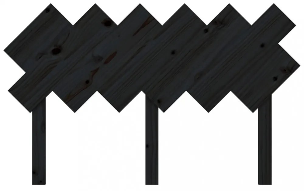 fekete tömör fenyőfa ágyfejtámla 132x3x81 cm