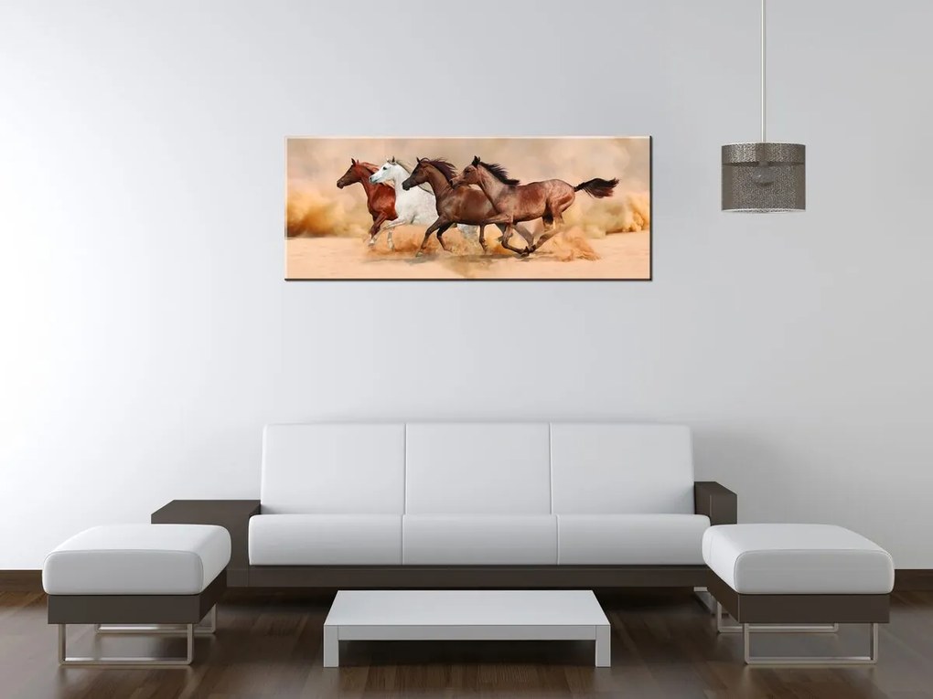 Gario Vászonkép Gyönyöru lovak állománya Méret: 100 x 70 cm
