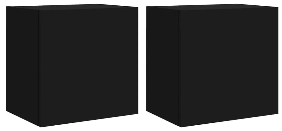 2 db fekete szerelt fa fali TV-szekrény 40,5 x 30 x 40 cm