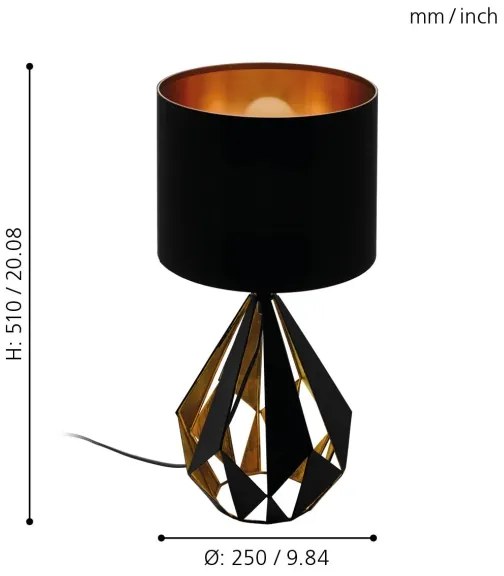 Eglo 43077 - Asztali lámpa CARLTON 1xE27/60W/230V