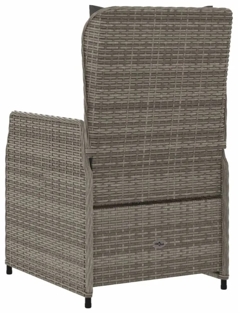 2 db szürke polyrattan dönthető kerti szék