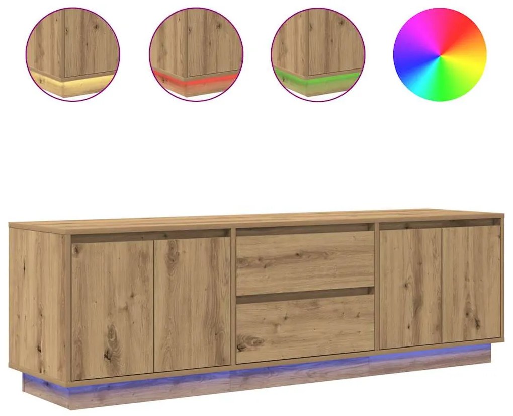 kézműves tölgy színű TV-szekrény LED-lámpákkal 160,5x41x50 cm