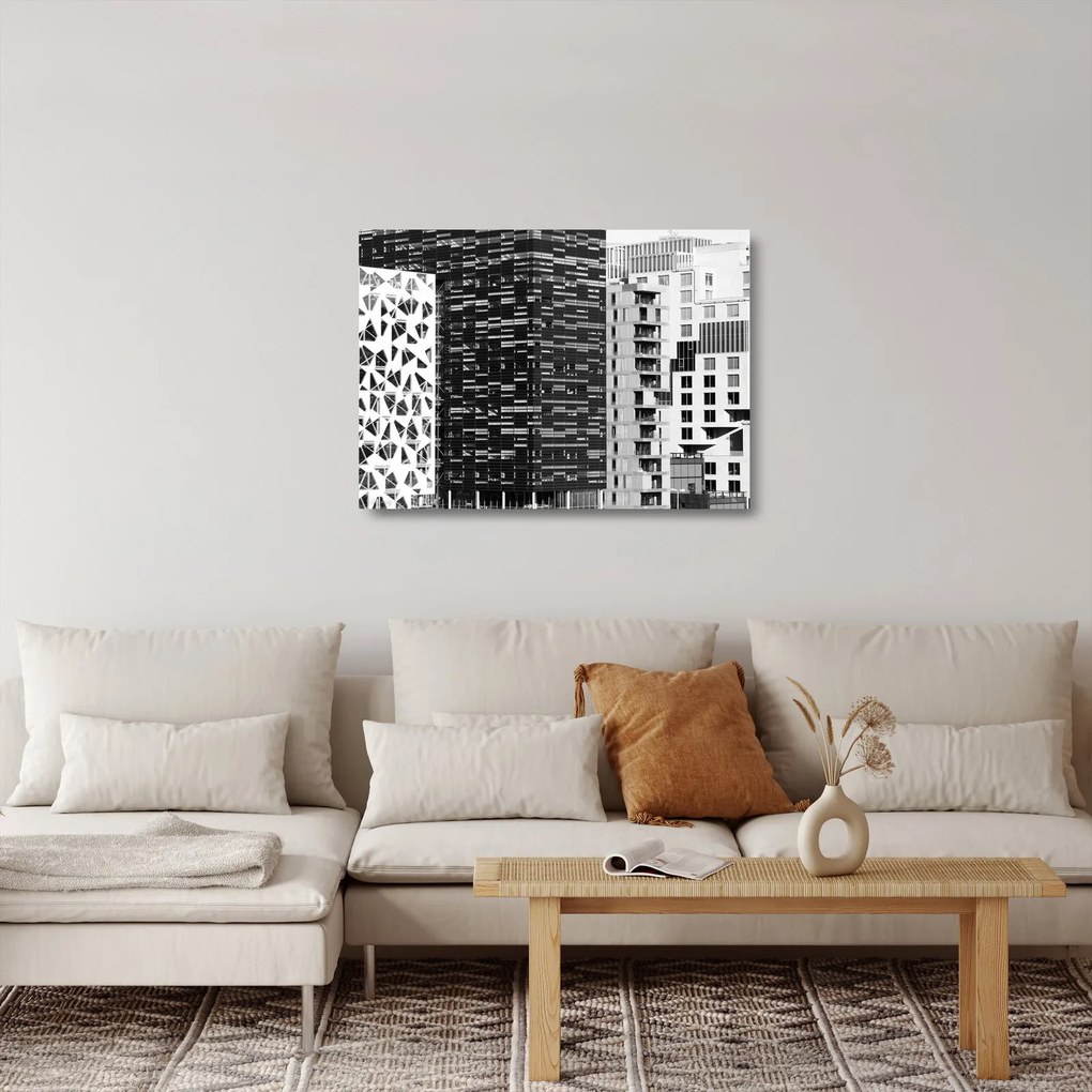 Fekete-fehér építészet képe (üvegen) (70x50 cm)