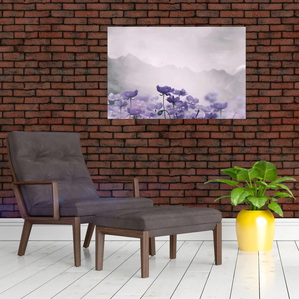 Kép - Lila virágok a hegyekben (90x60 cm)