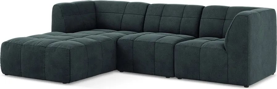 Kék bársony sarokkanapé (bal oldali-heverő résszel) Aloha – Makamii