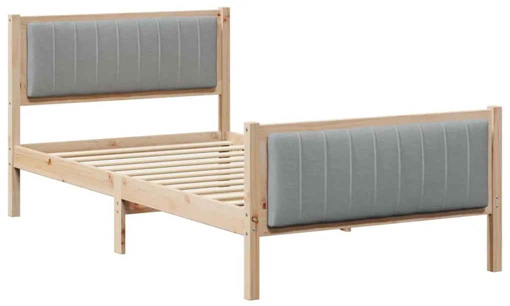 Ágykeret Barna és világosszürke 100 x 200 cm Tömör fenyőfa