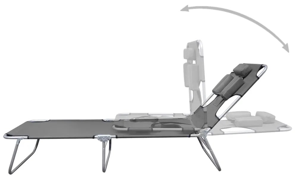 vidaXL szürke fejpárnás / állítható háttámlás összecsukható napozóágy