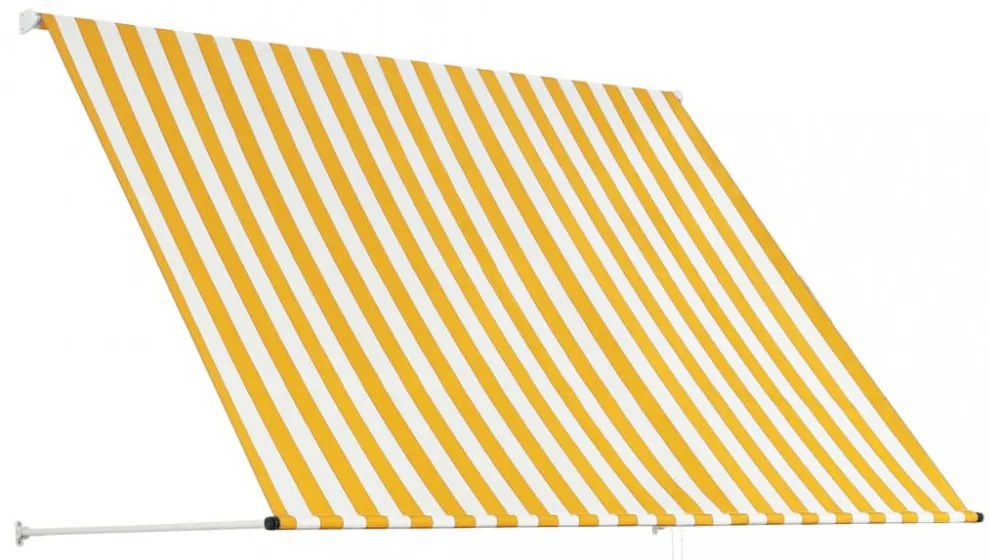 feltekerhető sárga és fehér napellenző 200 x 150 cm