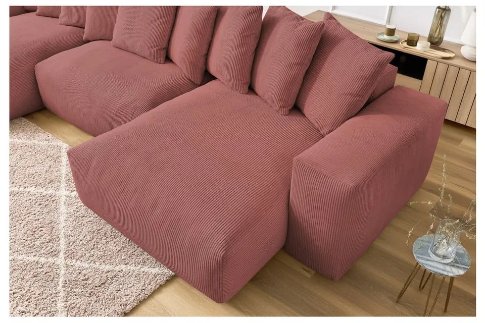 Világos rózsaszín kordbársony sarokkanapé Voltaire – Bobochic Paris