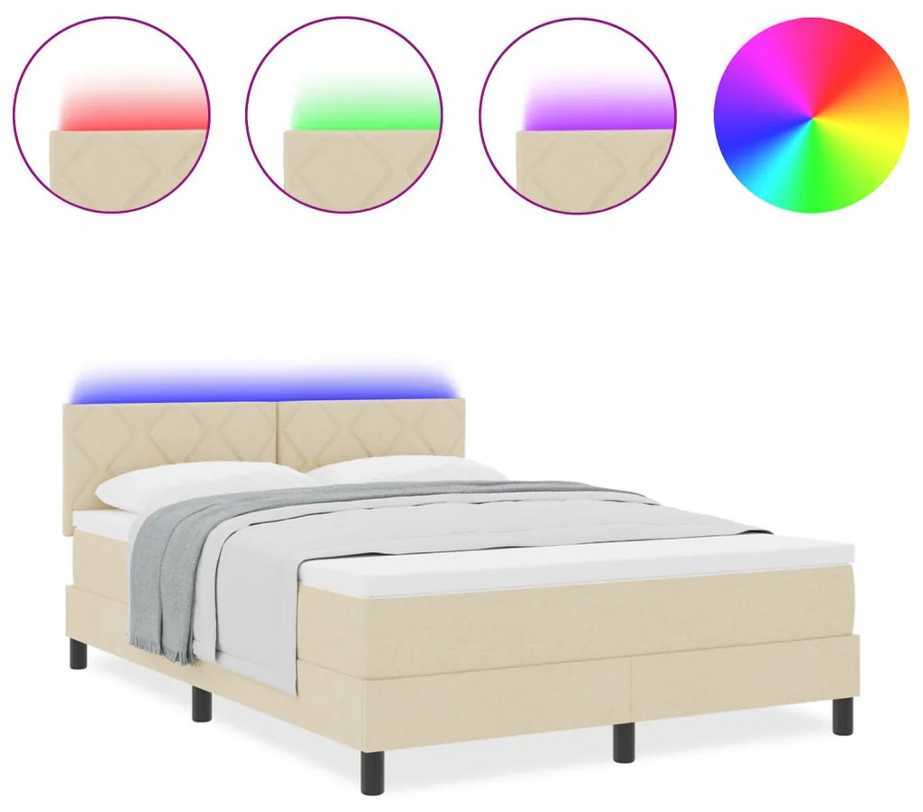 Box Spring ágy matraccal & LED krém 140x200 cm Szövet