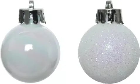 Karácsonyfadísz fehér fényes csillámos 3cm 14 db