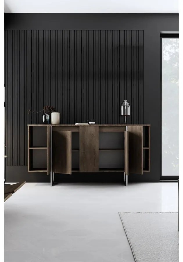 Konzolasztal Luxe - Walnut, Silver