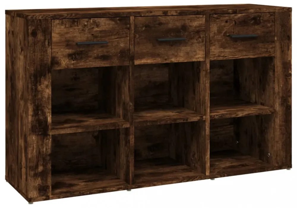 füstös tölgy színű szerelt fa tálalószekrény 100x30x59,5 cm
