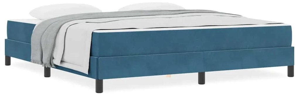 Boxspring ágy matraccal Sötét kék 180 x 200 cm Bársony