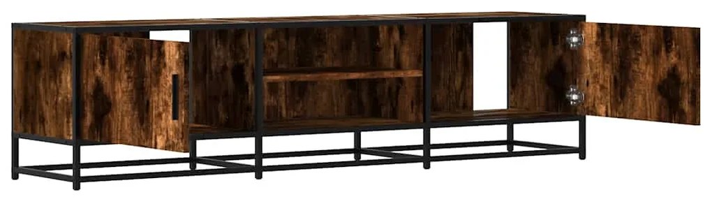 füstös tölgy színű szerelt fa és fém TV-szekrény 160x35x41 cm