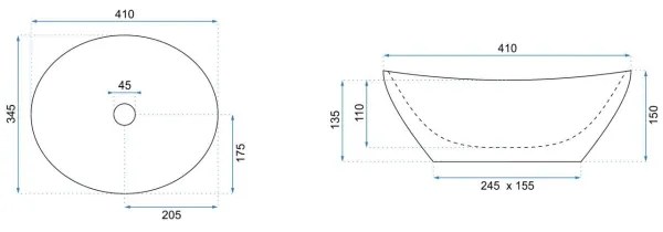 REA-U5611 - Pult fölé helyezhető mosdó SOFIA 34,5x41 cm kerámia/fekete/márvány dekor