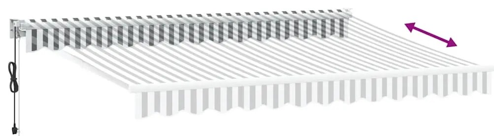 antracit/fehér szövet/alumínium behúzható napellenző 3,5x2,5m