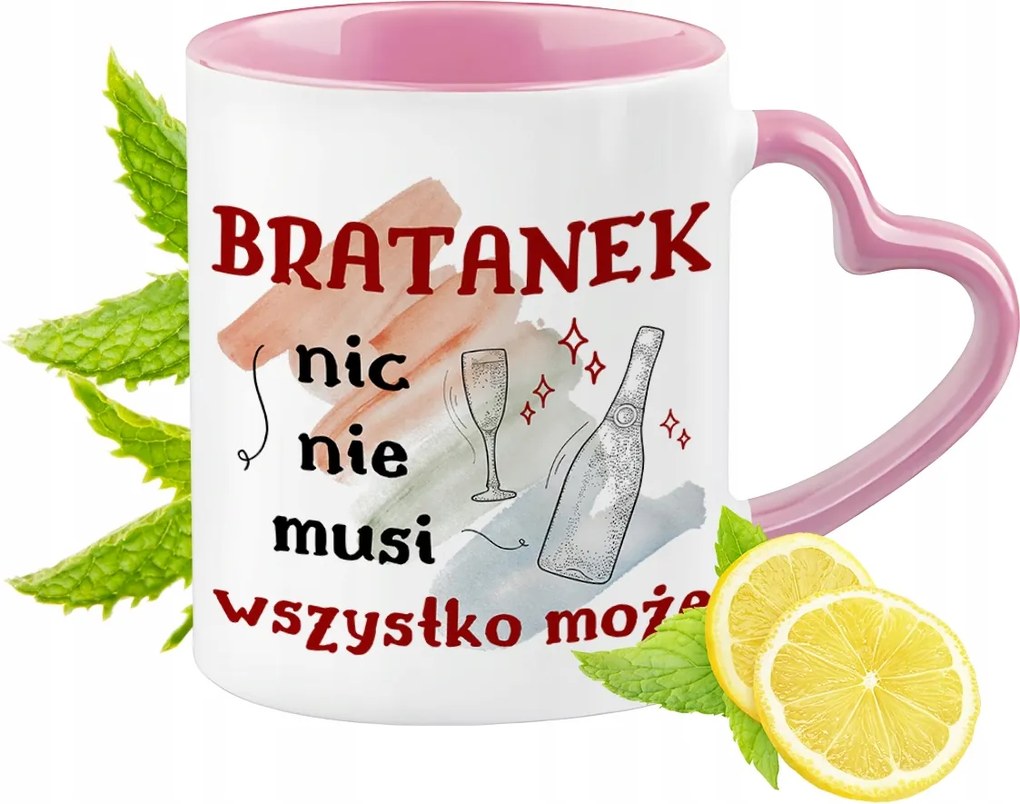 Bögre Árvácska Rózsaszín Szív Alakú Füllel Kávé Ajándék