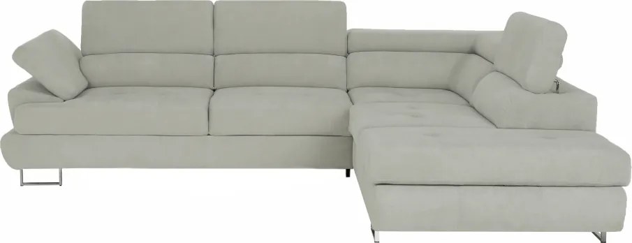 Ülőgarnitúra, világosszürke, szövet, jobbos, BUTON P