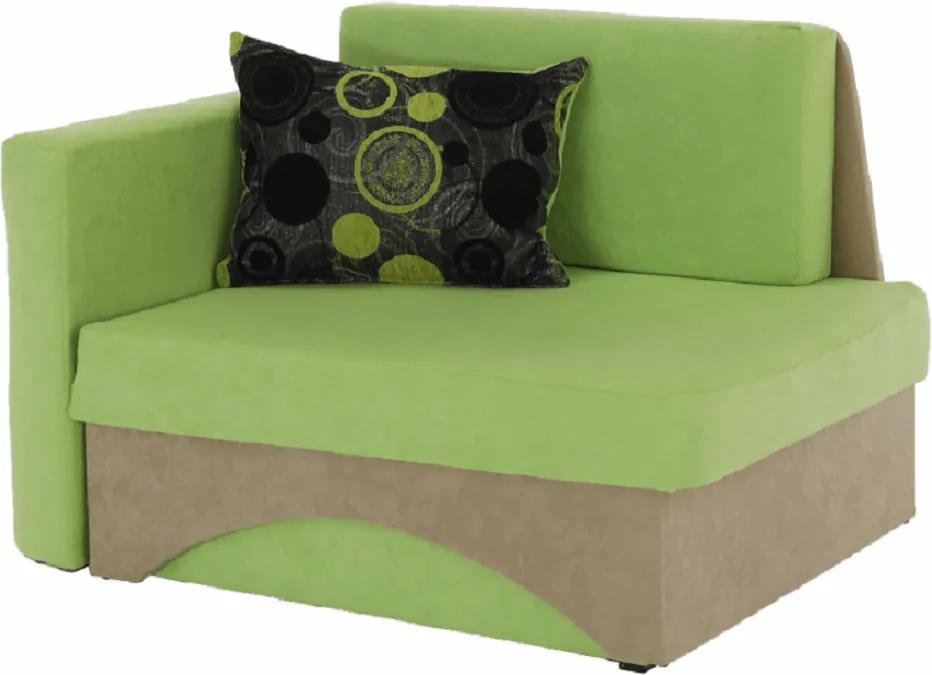 Kanapé fotel ágyfunkcióval, zöld+bézs színű, bal oldali kivitel, KUBOS