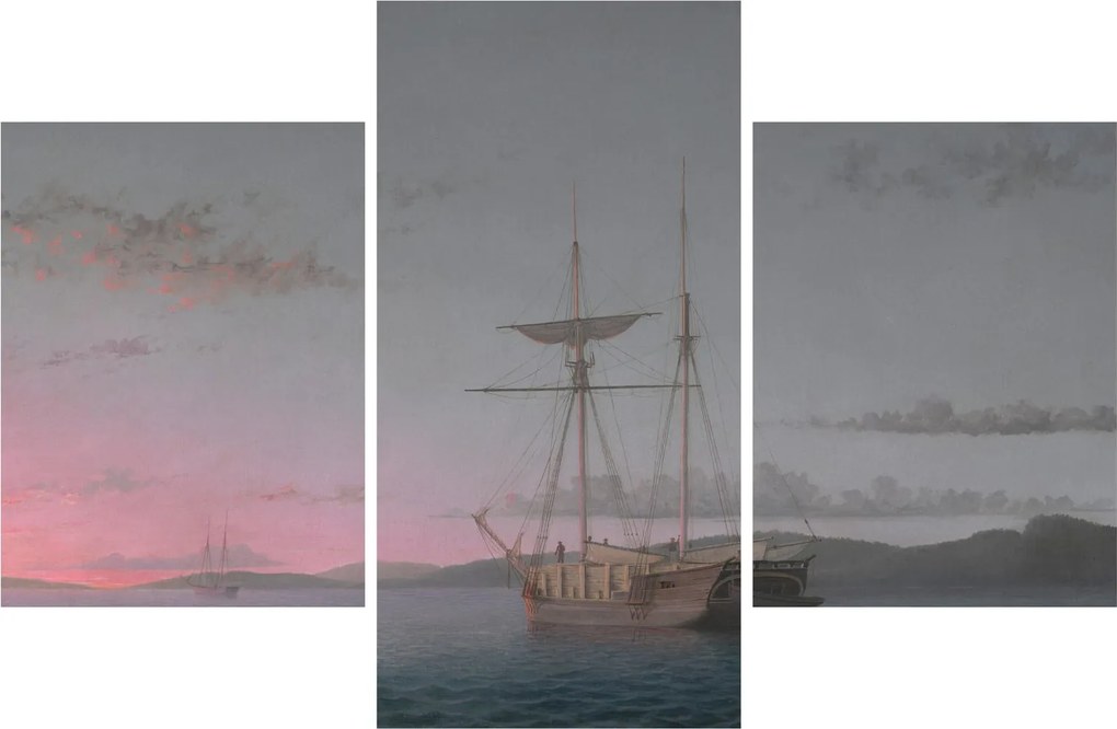 Kép - Fitz Henry Lane, Lumber Schooners at Evening on Penobscot Bay, reprodukciók (90x60 cm)