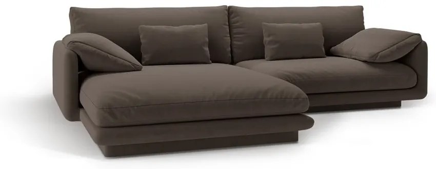 Barna bársony sarokkanapé (bal oldali-heverő résszel) Torino – Micadoni