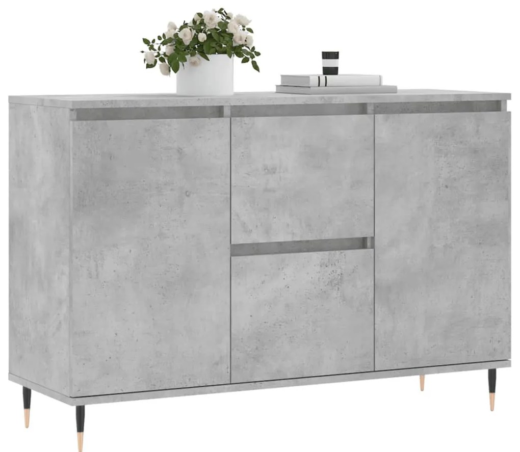 betonszürke szerelt fa tálalószekrény 101,5 x 35 x 70 cm