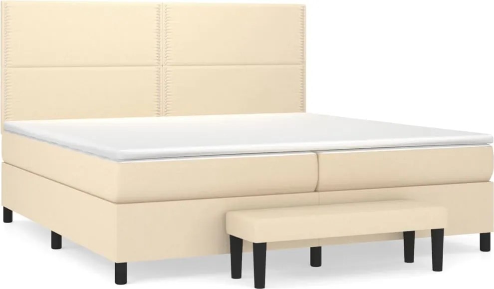 vidaXL krémszínű szövet rugós ágy matraccal 200 x 200 cm
