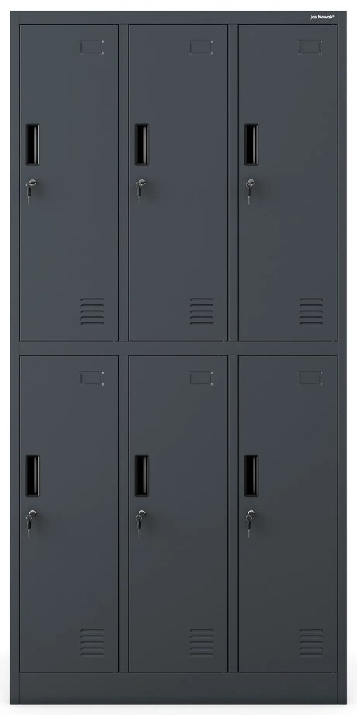 6 ajtós IGOR öltözőszekrény, 900 x 1850 x 450 mm, antracit