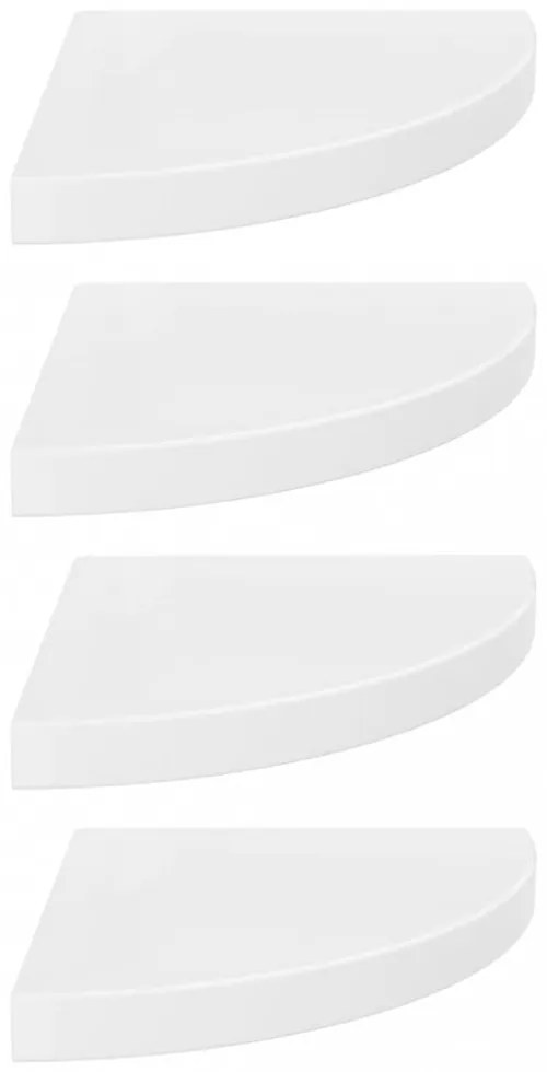 323909 Floating Corner Shelves 4 pcs High Gloss White 35x35x3,8 cm MDF