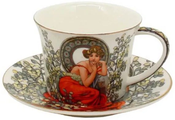 Mucha porcelán csésze aljjal - 250 ml - Topáz