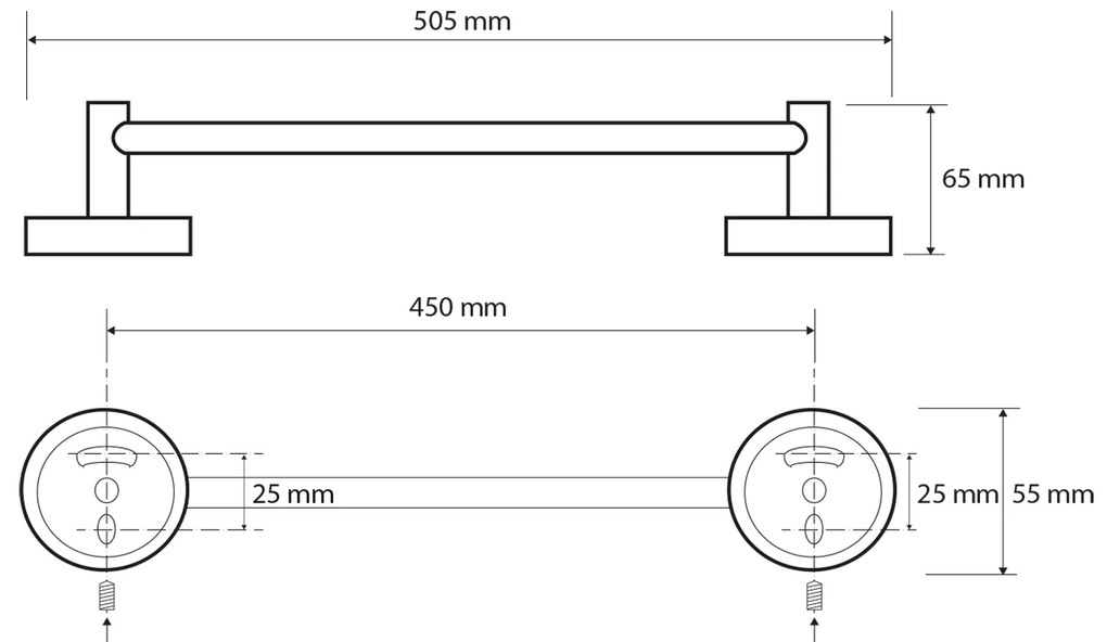 Sapho, X-ROUND E törölközőtartó 500mm, króm, XR408