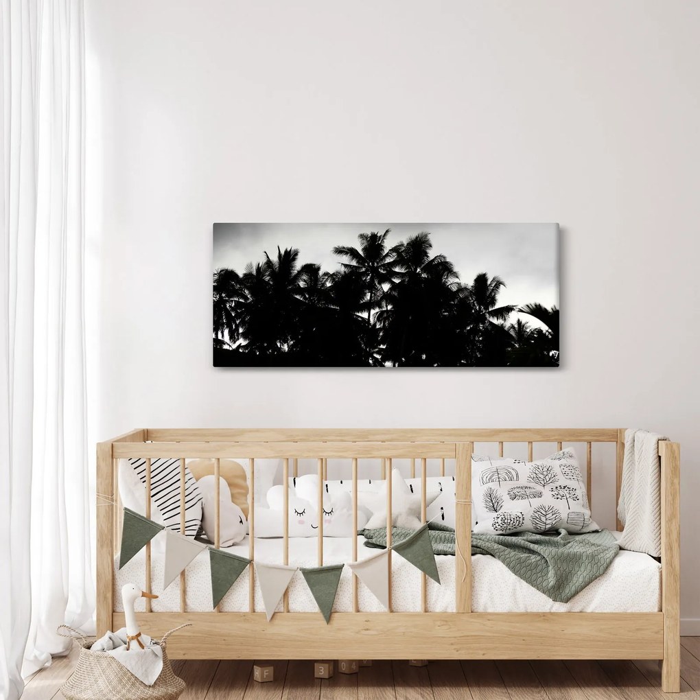 A fekete-fehér pálmafák képe (120x50 cm)