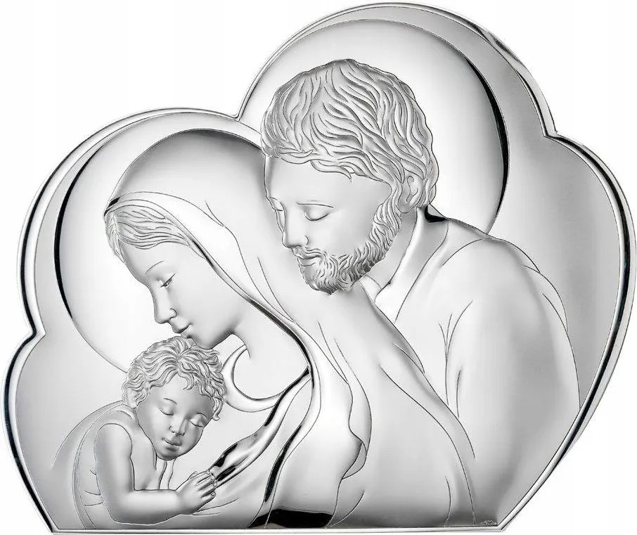 Szent Család kép ezüst modern felhő Méret: 19x15.5 cm