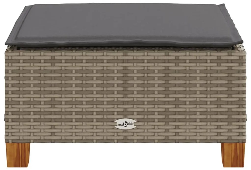 szürke polyrattan kerti ülőke párnával 63,5 x 56 x 32 cm