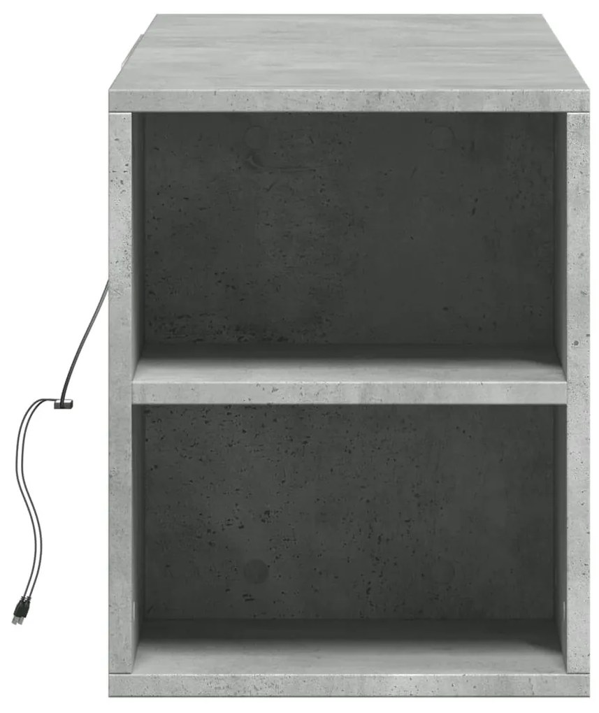 betonszürke falra szerelhető TV-szekrény LED-del 135x31x39,5 cm